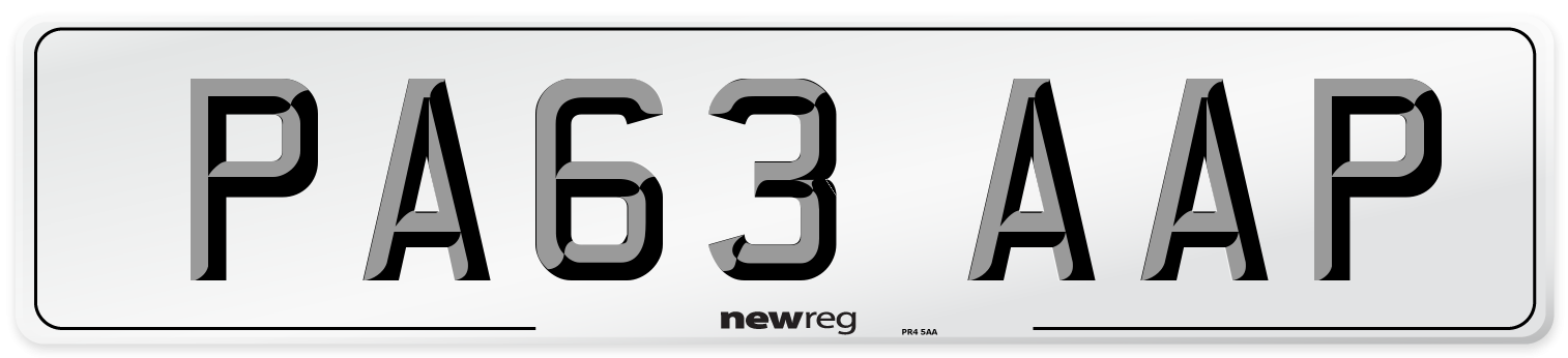 PA63 AAP Number Plate from New Reg